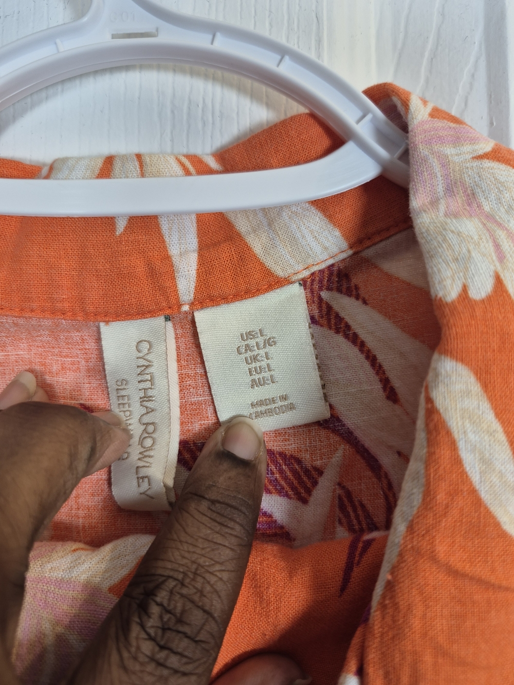 Cynthia Rowley Linen Blend Tropical Floral Pajama Short Set Orange Size Large - Picture 8 of 9
